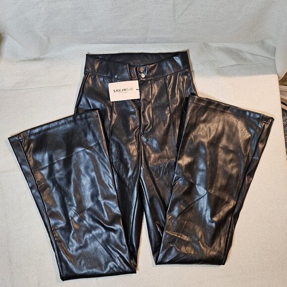 SHEIN Pants - Shein Bae Women's Flare Leg Faux Leather Pants - Small